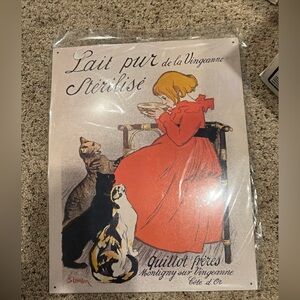 Lait pur de la Vingeanne Stérilisé By Steinlen Cat/Girl Tin Print  12.5x16 NIP